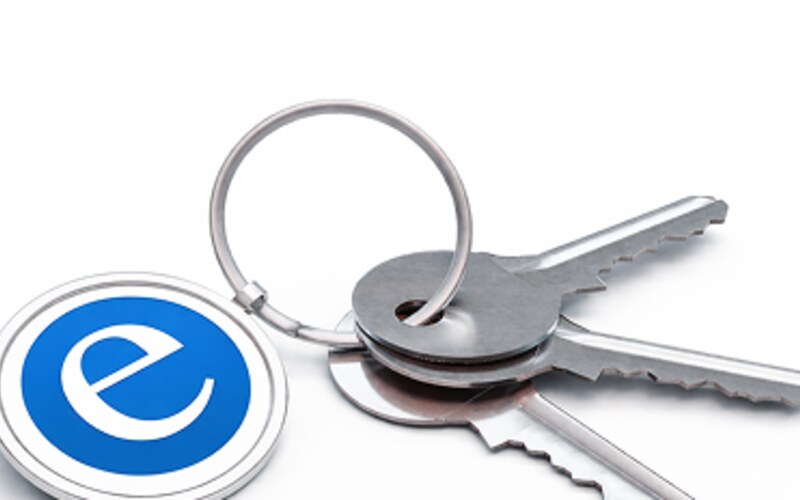 Equity keychain with house keys