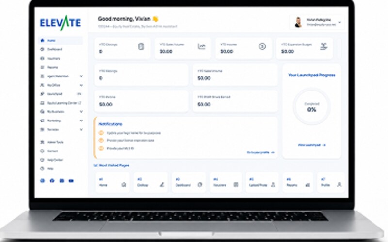 Equity Elevate dashboard on a laptop